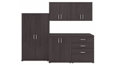 Storage Cabinets Bush Furniture 92in W 5 Piece Modular Storage Set with Floor and Wall Cabinets