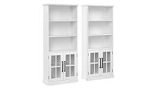 Standard Bookcases Bush Furniture 5 Shelf Bookcase with Glass Doors - Set of 2