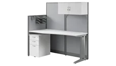 Cubicles Bush Furniture 65in W Straight Cubicle Desk with Storage, Drawers, and Organizers