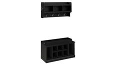 Coat Racks & Hall Trees Bush Furniture 40in W Shoe Storage Bench with Shelves and Wall Mounted Coat Rack