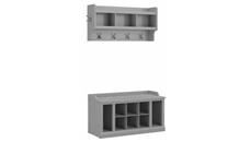 Coat Racks & Hall Trees Bush Furniture 40in W Shoe Storage Bench with Shelves and Wall Mounted Coat Rack