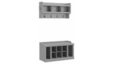Coat Racks & Hall Trees Bush Furniture 40in W Shoe Storage Bench with Shelves and Wall Mounted Coat Rack