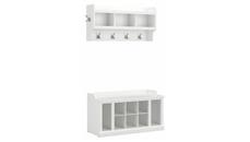 Coat Racks & Hall Trees Bush Furniture 40in W Shoe Storage Bench with Shelves and Wall Mounted Coat Rack