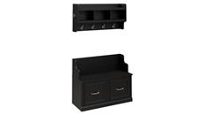 Benches Bush Furniture 40in W Entryway Bench with Doors and Wall Mounted Coat Rack