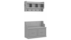 Benches Bush Furniture 40in W Entryway Bench with Doors and Wall Mounted Coat Rack