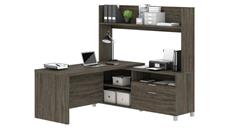 L Shaped Desks Bestar 72in W L-Desk with Open Hutch
