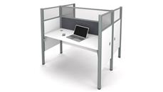 Cubicles Bestar Double Face to Face Workstation - White with Tack Boards and Acrylic Glass Privacy Panels
