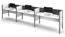 Benching Bestar Triple Side-by-Side Workstation - White with Tack Boards