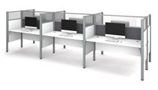 Cubicles Bestar Six Workstation - White with Tack Boards and Acrylic Glass Privacy Panels