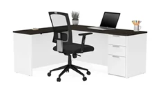 L Shaped Single Pedestal Desks Bestar L-Shaped Desk