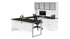 U Shaped Desks with Hutch Bestar U-Sshaped Desk with Frosted Glass Door Hutch