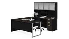 U Shaped Desks with Hutch Bestar U-Sshaped Desk with Frosted Glass Door Hutch