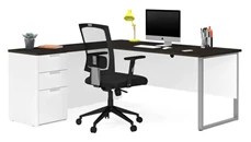 L Shaped Desks Bestar L-Shaped Desk with Metal Legs