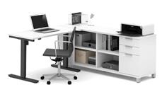 Standing Desks - Electronically Adjustable Bestar L-Desk with Electric Height Adjustable Table