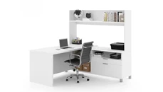 L Shaped Desks with Hutch Bestar 72in W L-Desk with Open Hutch