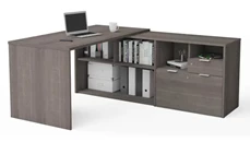 L Shaped Single Pedestal Desks Bestar 72in W L-Desk with 2 Drawers