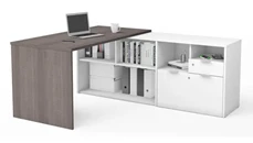 L Shaped Single Pedestal Desks Bestar 72in W L-Desk with 2 Drawers