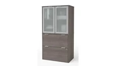 Lateral File Cabinets Bestar 30in W Lateral File Cabinet with Frosted Glass Doors Hutch