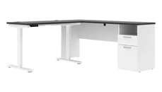 Standing Desks - Electronically Adjustable Bestar 72in W L-Shaped Electric Standing Desk