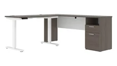 Standing Desks - Electronically Adjustable Bestar 72in W L-Shaped Electric Standing Desk