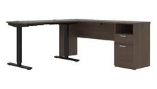 Standing Desks - Electronically Adjustable Bestar 72in W L-Shaped Electric Standing Desk