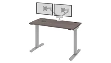 Standing Desks - Electronically Adjustable Bestar 48in W x 24in D Standing Desk with Dual Monitor Arm