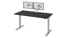 Standing Desks - Electronically Adjustable Bestar 60in W 30in D Standing Desk with Dual Monitor Arm