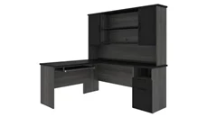 L Shaped Desks with Hutch Bestar 72in W L-Shaped Desk with Hutch