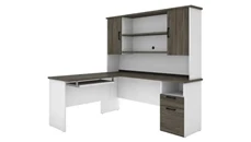 L Shaped Desks with Hutch Bestar 72in W L-Shaped Desk with Hutch