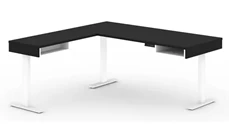 Standing Desks - Electronically Adjustable Bestar 72in W L-Shaped Standing Desk
