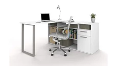 L Shaped Single Pedestal Desks Bestar 59in W L-Shaped Desk