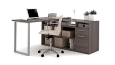 L Shaped Single Pedestal Desks Bestar 59in W L-Shaped Desk