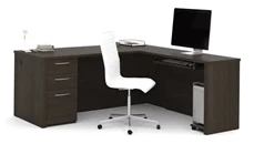 L Shaped Single Pedestal Desks Bestar 72in W L-Shaped Desk with Pedestal