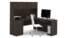 L Shaped Desks with Hutch Bestar 72in W L-Shaped Desk with Hutch and 2 Pedestals