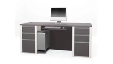 Stand-Alone Double Pedestal Desks Bestar 72in W Bow Front Double Pedestal Executive Desk