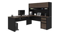 L Shaped Desks with Hutch Bestar 72in W x 83in D L-Shaped Workstation with Hutch