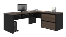 L Shaped Single Pedestal Desks Bestar L Shaped Desk with Lateral File Pedestal 93862