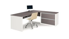 L Shaped Single Pedestal Desks Bestar L Shaped Desk with Lateral File Pedestal 93862