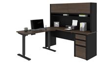 Standing Desks - Electronically Adjustable Bestar 6ft W x 6ft D Height Adjustable L-Shaped Desk with Hutch