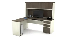 L Shaped Desks with Hutch Bestar L-Shaped Workstation with 1 Pedestal