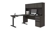 Standing Desks - Electronically Adjustable Bestar 72in W x 72in D Height Adjustable L-Shaped Desk with Hutch