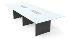 Conference Tables Corp Design Conference Table 10ft Rectangular with White Glass Top
