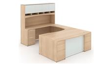 U Shaped Desks with Hutch Corp Design 72in x 108in Bow Front U Shaped Desk with Glass Modesty Panel