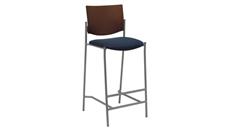 Bar Stools KFI Seating Barstool with Silver Frame and Wood Back