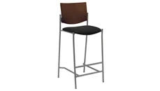 Bar Stools KFI Seating Barstool with Silver Frame and Wood Back