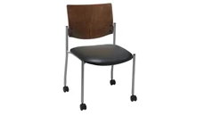 Lobby & Guest Chairs - Metal KFI Seating Side / Guest Chair, Armless with Wood Back and Casters