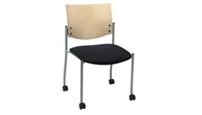Lobby & Guest Chairs - Metal KFI Seating Side / Guest Chair, Armless with Wood Back and Casters
