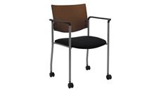 Lobby & Guest Chairs - Metal KFI Seating Side / Guest Chair, with Arms, Wood Back and Casters