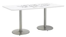 Whiteboard Tables KFI Seating 6ft W x 36in D Rectangle Pedestal Table with Whiteboard Top & 29in H Round Base