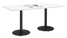 Whiteboard Tables KFI Seating 42in W x 6ft D Rectangle Pedestal Table with Whiteboard Top & 29in H Round Base